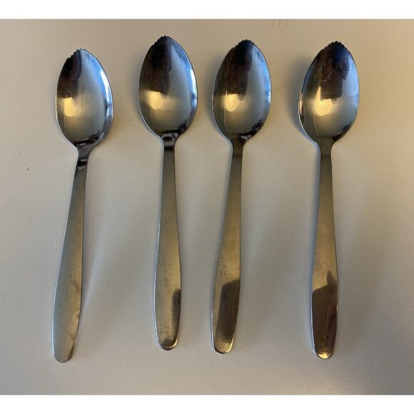 Imperial Stainless Citrus Grapefruit Spoon Serrated Teaspoon China 6" Set Of 4 - Picture 5 of 5